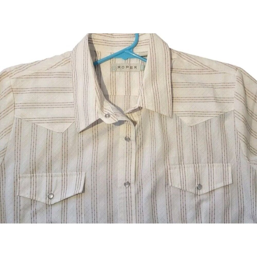 Vintage Roper Shirt 2XL Pearl Snap Western Long Sleeve Striped Cowboy Metallic